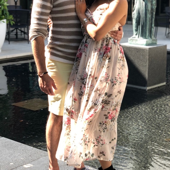 Floral Blush Halter Tie Midi Dress - Picture 7 of 7